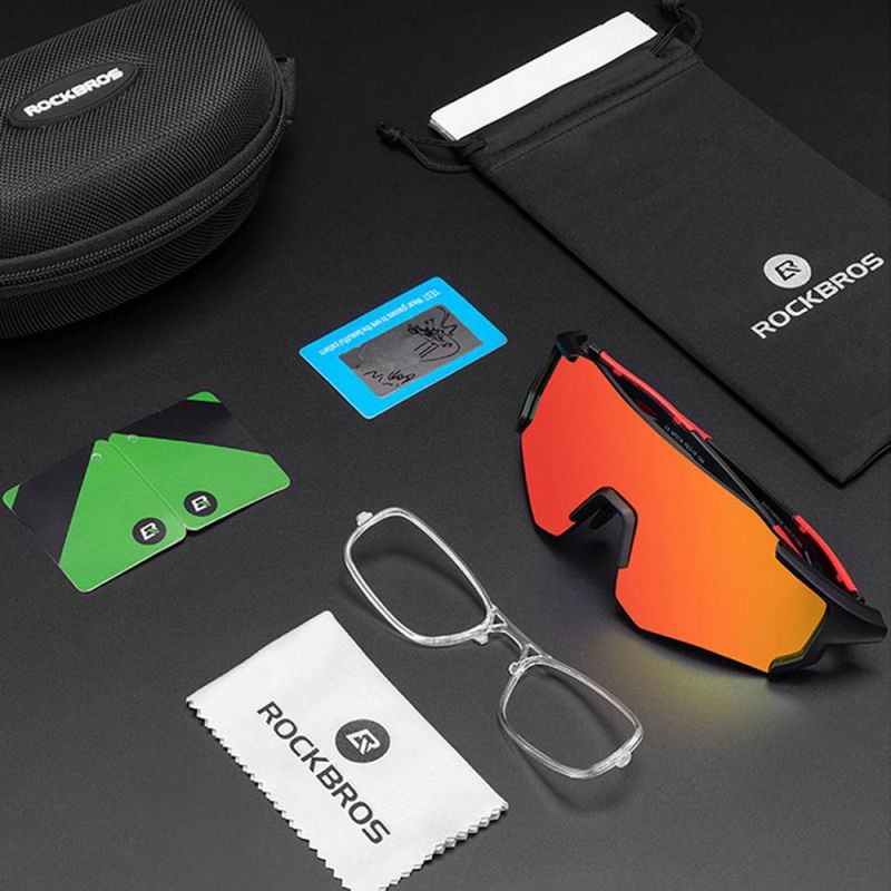 Rockbros 10182 polarizing cycling glasses - red czerwony glasses, training equipment