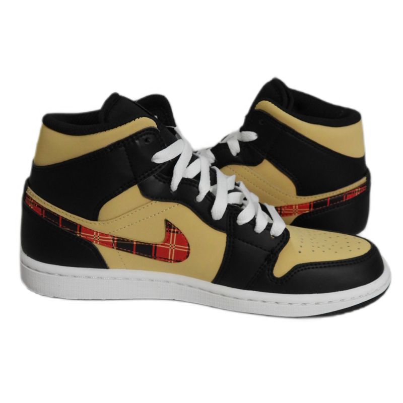 AIR Jordan Original 1 Mid Tartan Swoosh Men's Sneakers - fekete cipő