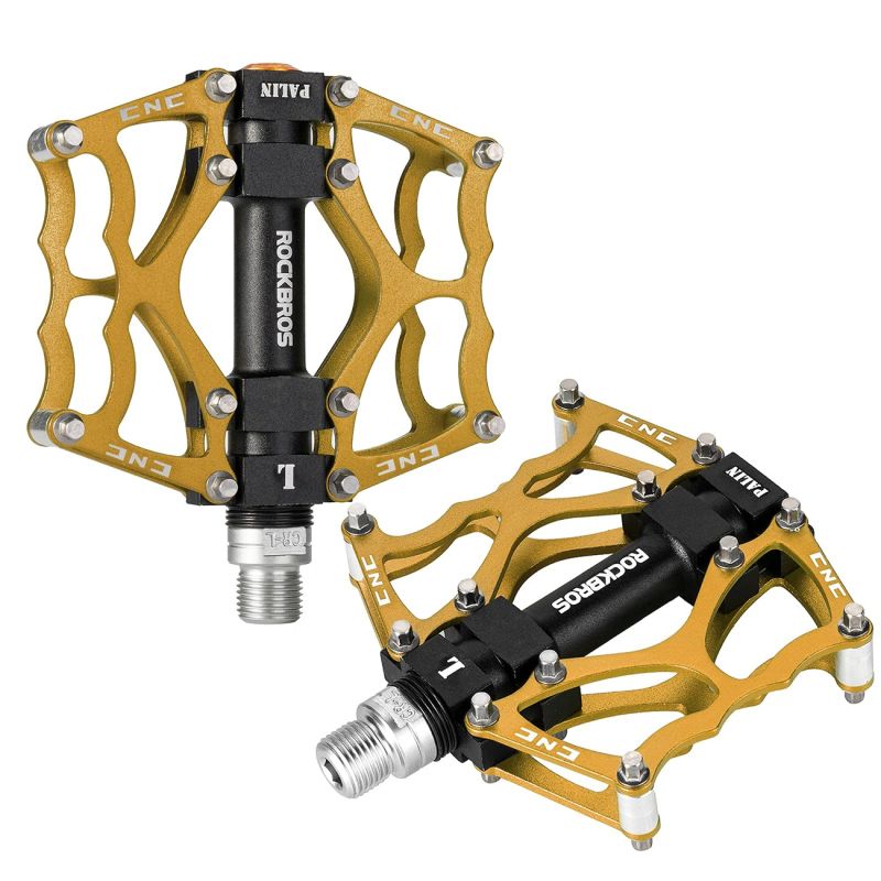 Rockbros 2010-12L Aluminum Platform Bicycle Pedals - Gold