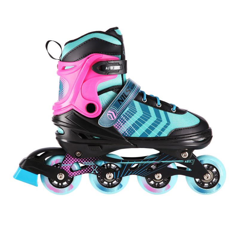 NH18192A 4in1 BLACK-PURPLE SIZE M(34-38) ROLLER SKATES WITH HOCKEY SLEEVE NILS EXTREME lila görkorcsolya