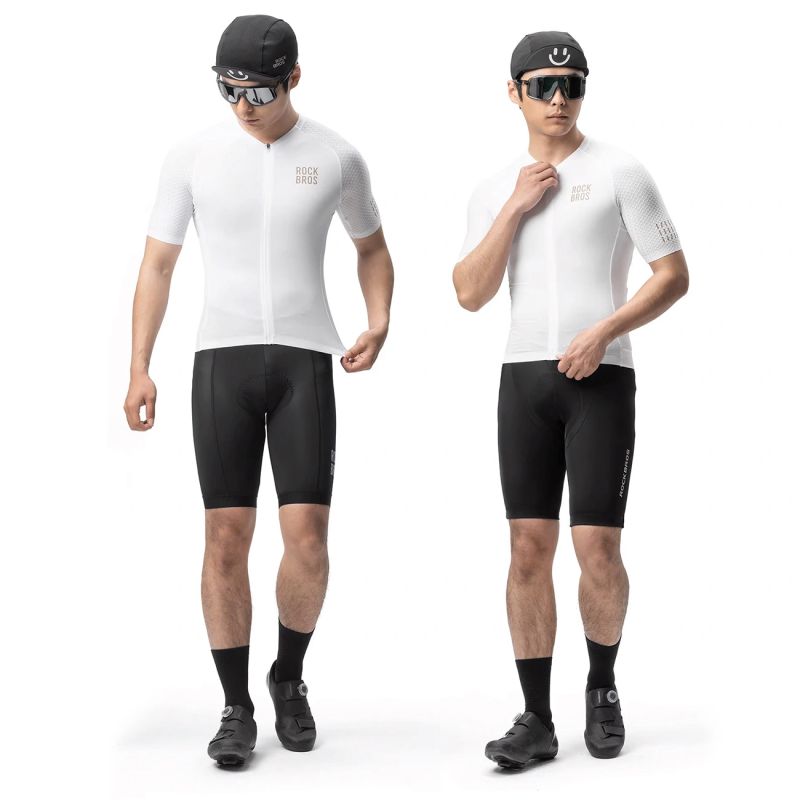 Rockbros Diamond Short Sleeve Cycling Jersey Size XXS - White biały \ xxs póló