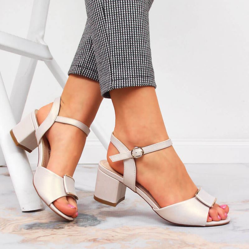 Inny Sergio Leone W SK139F beige block heel sandals Utcai cipő