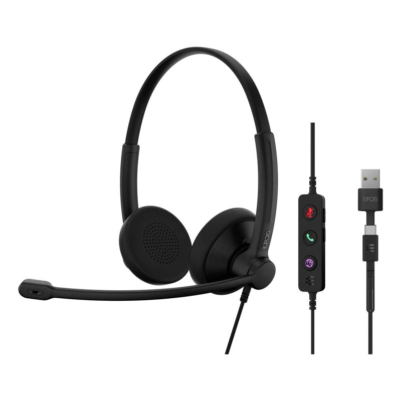 EPOS IMPACT 100 MS Stereo Wired On-Ear Headphones USB-C + USB-A