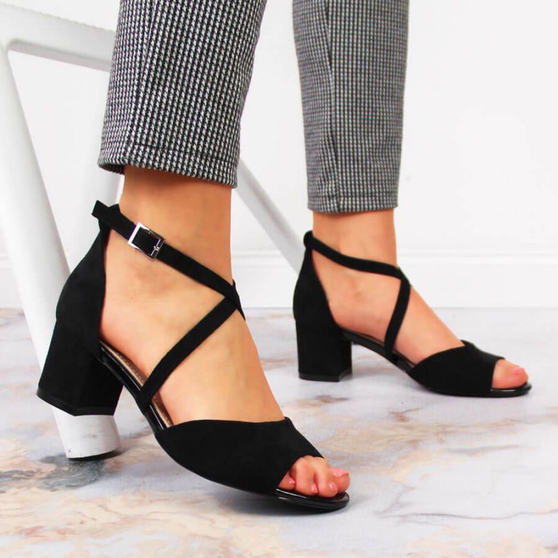 Inny Sergio Leone W SK367A black block heel sandals Túracipő
