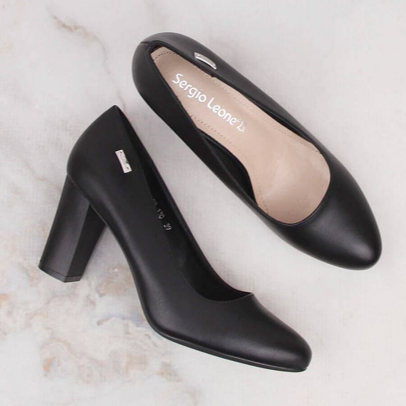 Inny Sergio Leone W SK193A black block heel pumps Utcai cipő