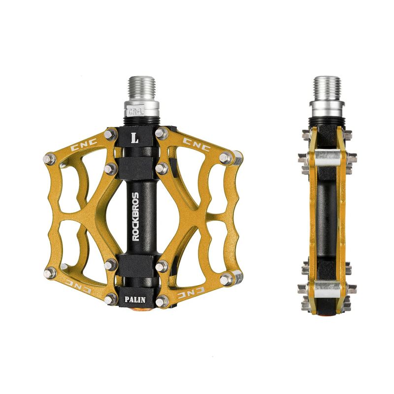 Rockbros 2010-12L Aluminum Platform Bicycle Pedals - Gold