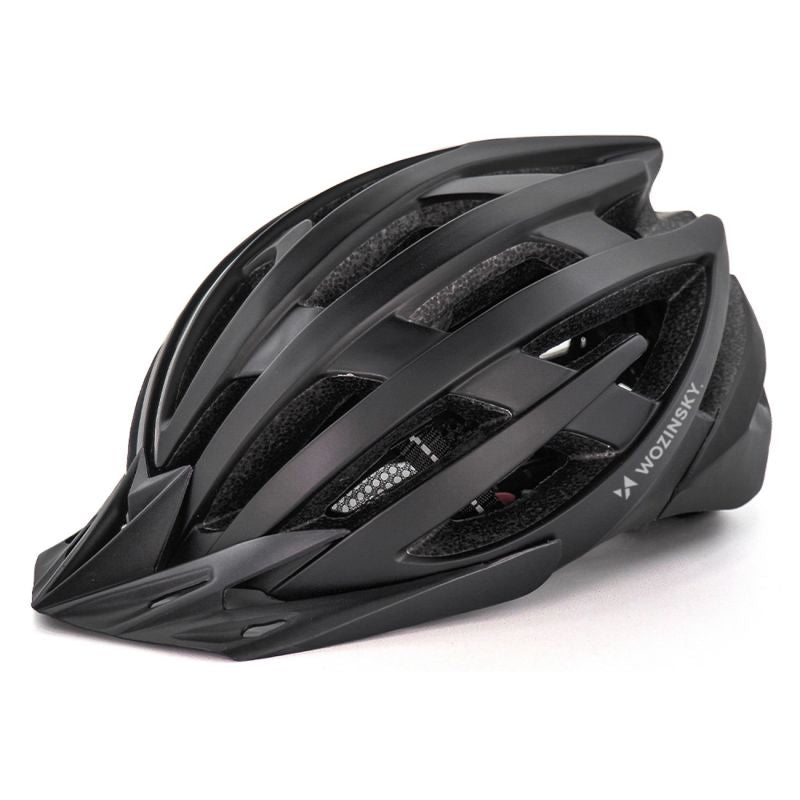 Wozinsky MTB Bike Helmet with Removable Visor and Rear USB Light M - Black czarny védőfelszerelés HT-28VCB-199803