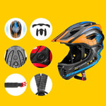 Rockbros TT- children's bicycle helmet with removable chinbar, size S - black and orange czarny || pomarańczowy \ s helmets, martial arts equipment