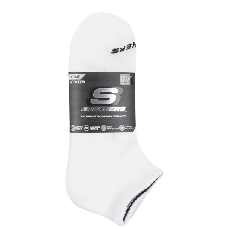 Skechers 3pk Unisex Terry Qtr Crew White