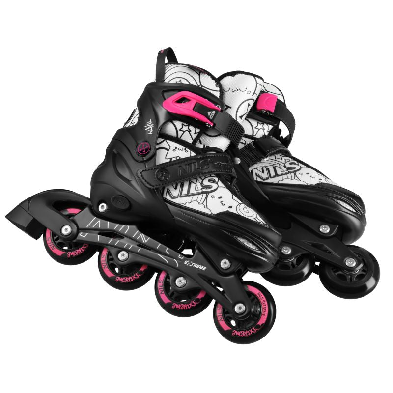 NH10907 4in1 ROLLER SKATES WITH EXTENDED HOCKEY BLADES TINTS PINK SIZE S(31-34) NILS EXTREME rózsaszín utcai cipő