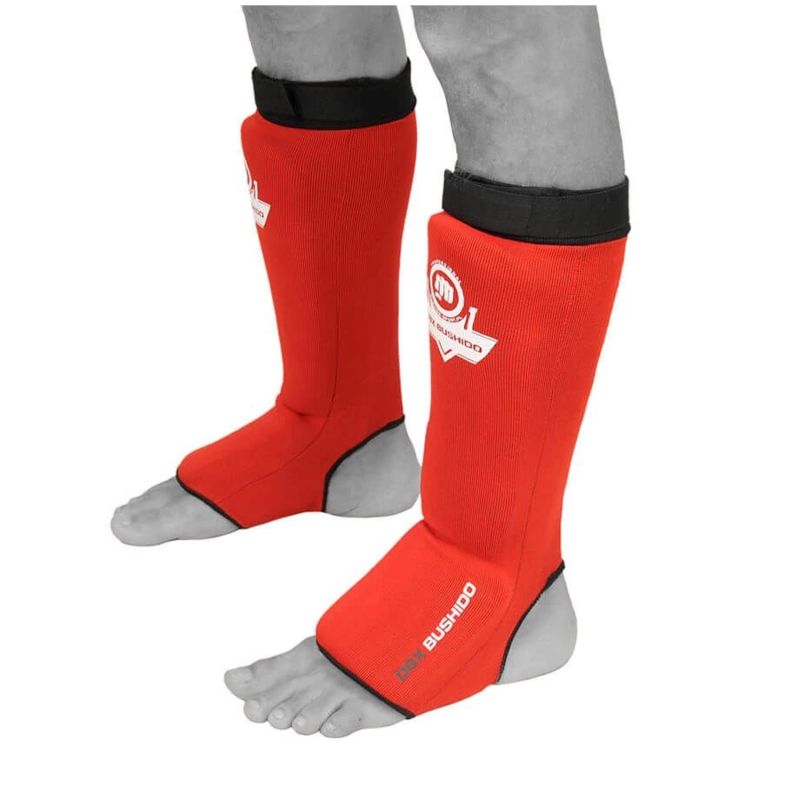 DBX Bushido Flexible Shin Guards - Shinrage Red piros protectors and knee pads