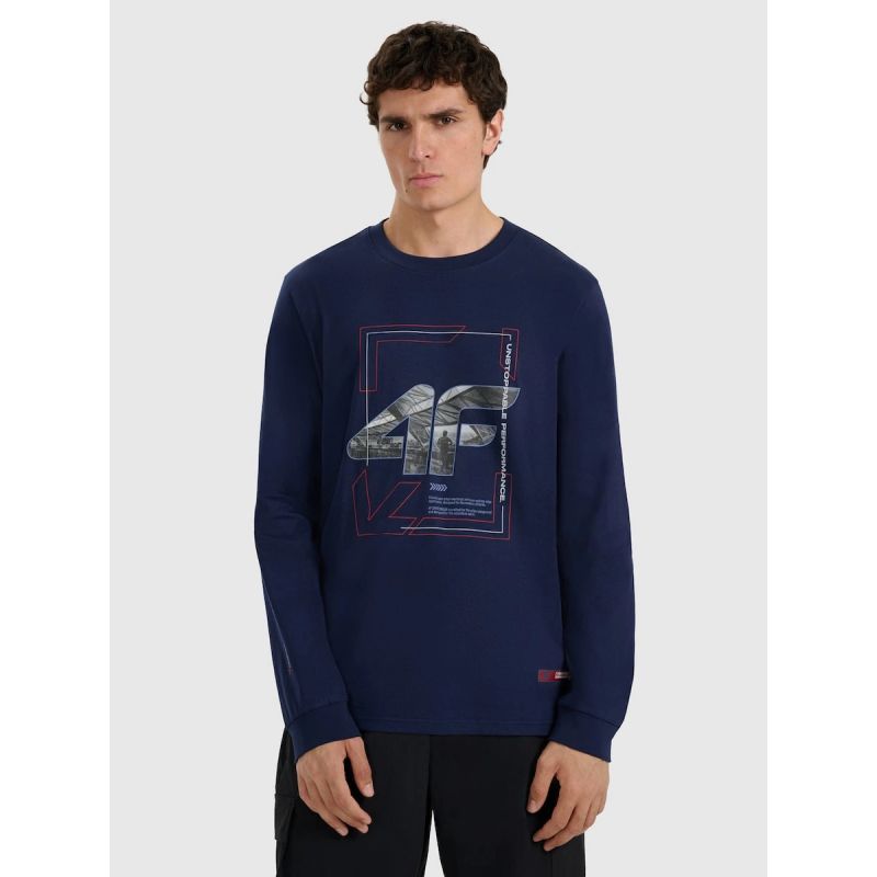 Men's longsleeve regular with print 4F 4FRAW25TLONM606-31S hosszú ujjú póló