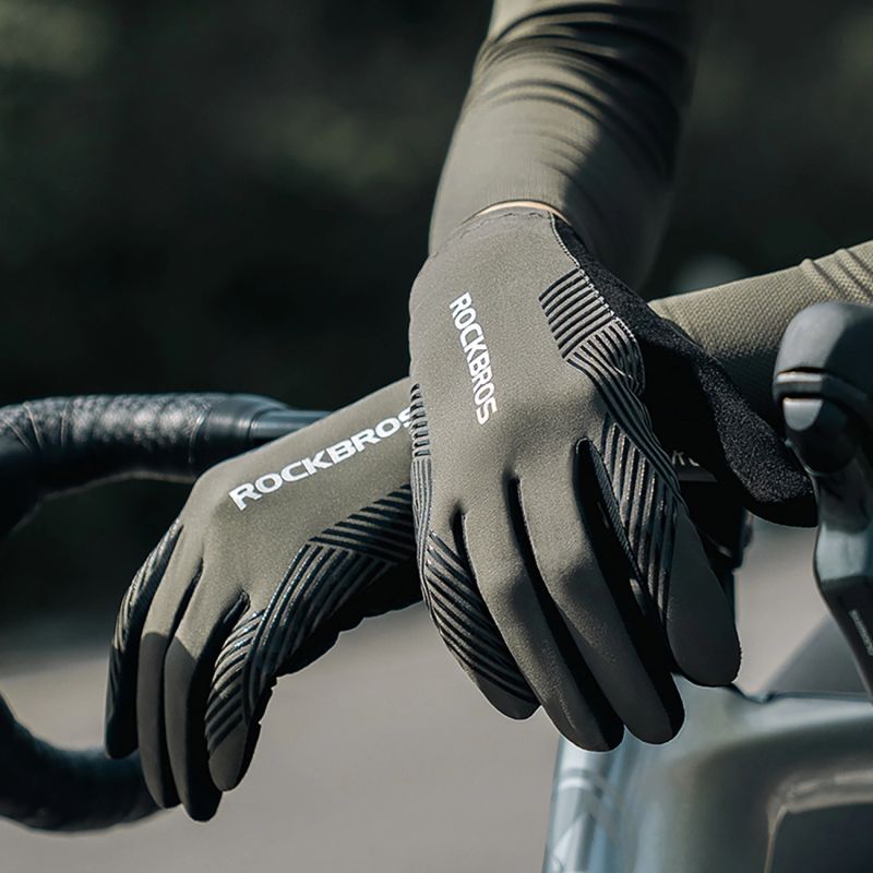 Rockbros cycling gloves spring/summer/autumn, full, size: M - green zielony \ m kesztyű