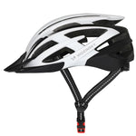 Wozinsky MTB Bike Helmet with Removable Visor and Rear USB Light M - Black and White czarny || biały védőfelszerelés HT-28VCB-199802