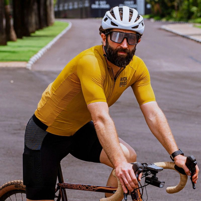 Rockbros 15120014025 ROAD TO SKY men's cycling jersey short sleeve L - yellow l \ żółty póló