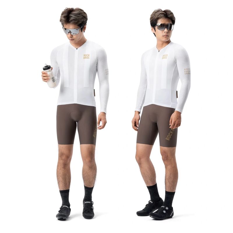 Rockbros Diamond Long Sleeve Cycling Jersey Size L - White biały \ l póló