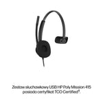 HP Poly Mission 415 Monaural USB Wired Headset Classic
