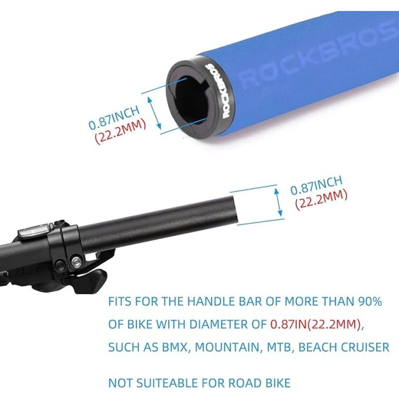 Rockbros sponge bicycle handlebar grips - blue and black