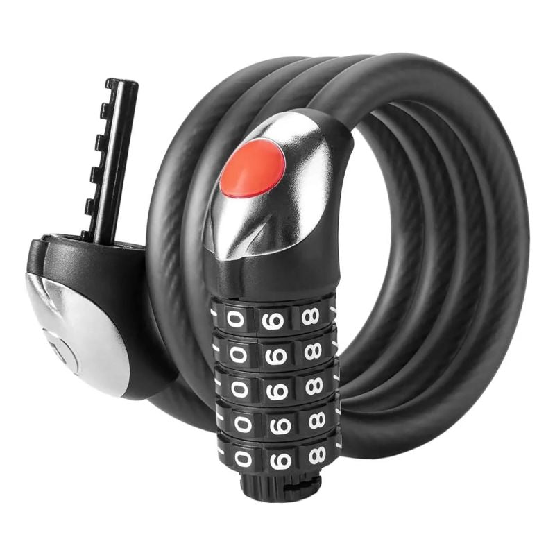 Rockbros bike lock – steel cable, 5-digit code + LED, utcai cipő 5907769384219-211820
