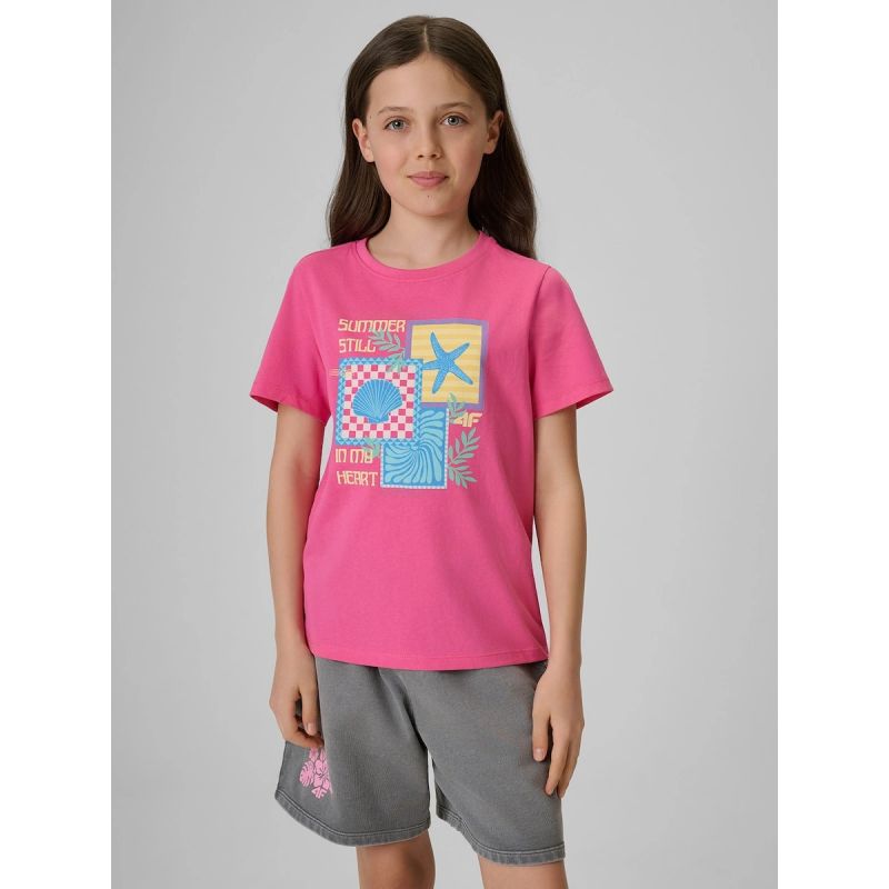 4F Girls' regular printed T-shirt ruházat 4FJRSS26TTSHF4418-54S