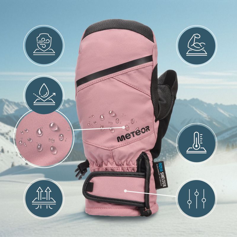 Meteor Hazy M winter mittens pink/black rózsaszín kötött sapka 17726