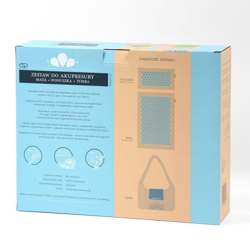 Smj Acupressure mat + pillow sport YG009 Premium Eco (linen coconut buckwheat) Edzőfelszerelés