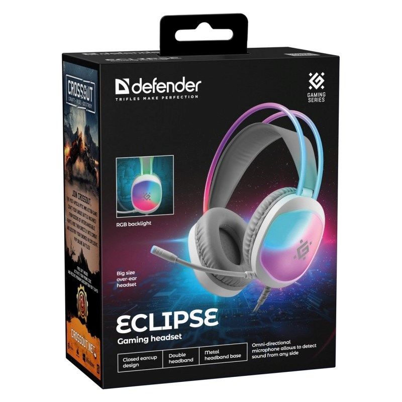 Defender Eclipse RGB Headphones with Microphone White