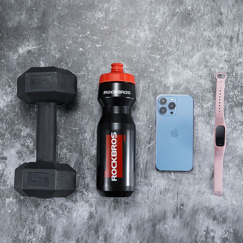 Rockbros 750 ml Bike Bottle - Transparent Black with Red Mouthpiece przezroczysty || czerwony water bottles, training equipment