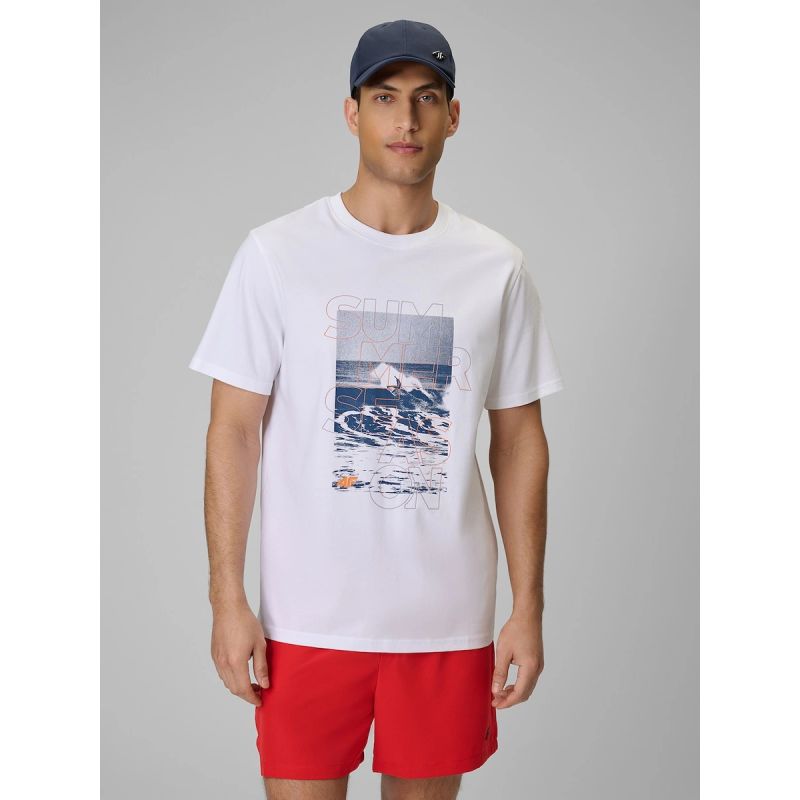 4F Men's regular printed T-shirt 3xl póló 4FWSS26TTSHM2783-10S