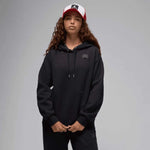 AIR Jordan Women's Flight Fleece Satin-Lined Pullover Hoodie Black - fekete pulóver