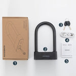 Rockbros 32210818001 SMART Bicycle Lock with Fingerprint Reader and Bluetooth Connectivity - Black