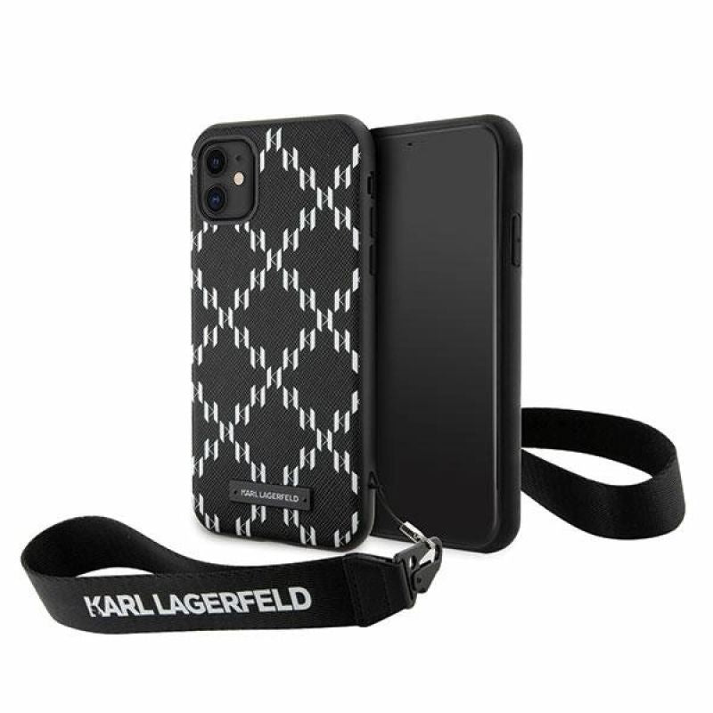 Karl Lagerfeld KLHCN61SAKLMBSK iPhone 11 / Xr 6.1" /black hardcase Monogram Losange Saffiano fekete sapka