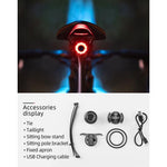 Rockbros Q3 Rear Bike Light with Smart Stop System - Black fekete lights, tourist equipment