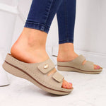 eVento W EVE224B beige wedge sandals with velcro bézs szandál