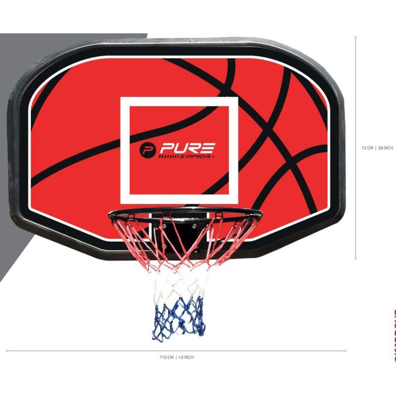 Pure 2 Improve BASKETBALL BACKBOARD RIM 45CM fekete boards
