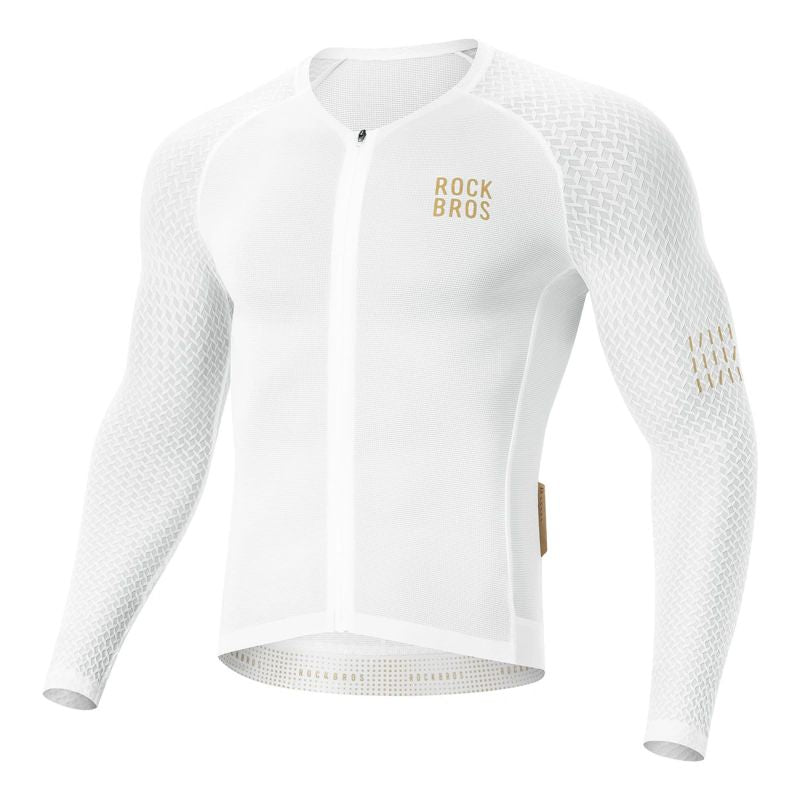 Rockbros Diamond Long Sleeve Cycling Jersey Size XXXL - White biały \ xxxl póló