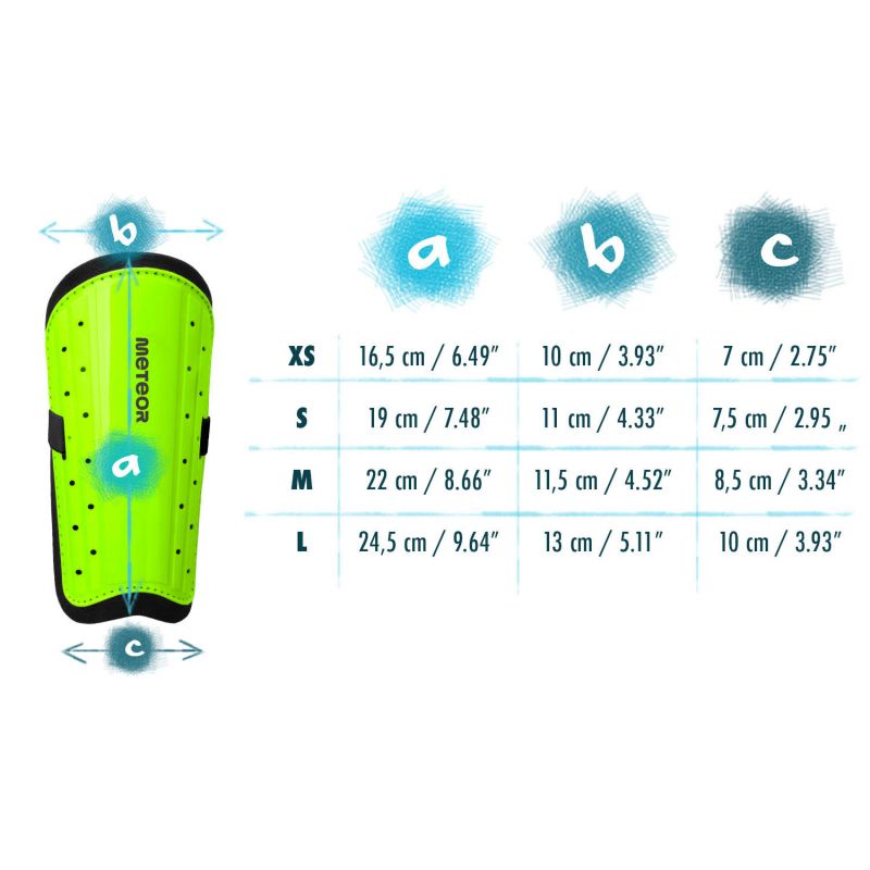 Meteor L football green uniw shin guards