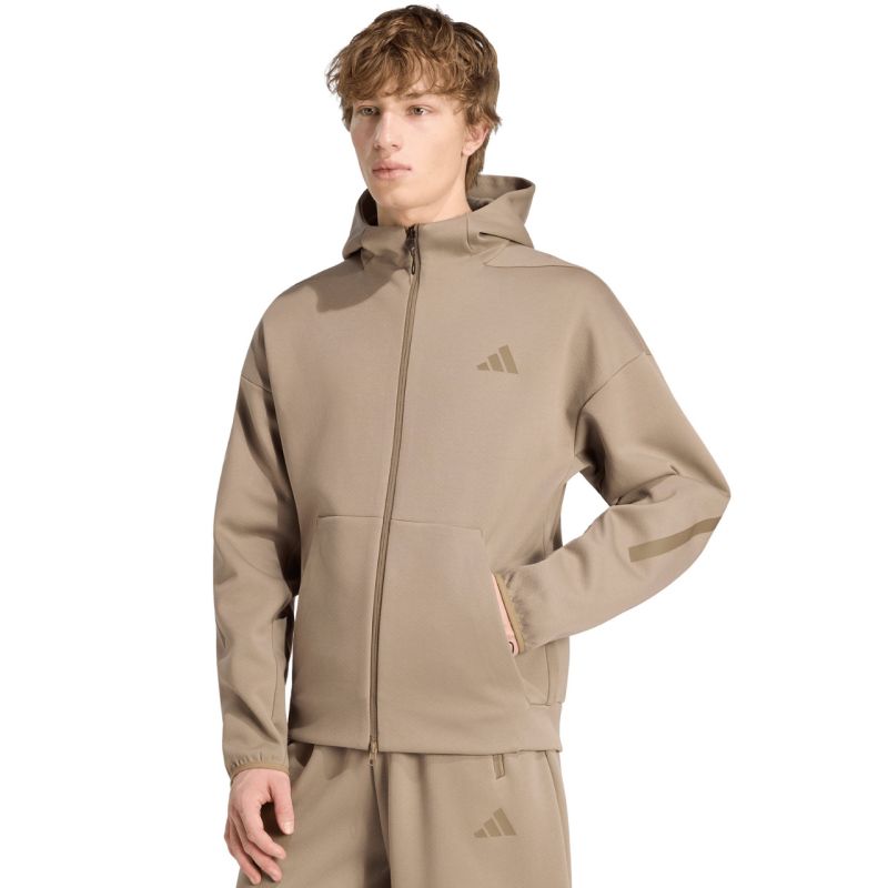 Adidas Men's ZNE Full Zip sweatshirt beige bézs pulóver KF3828