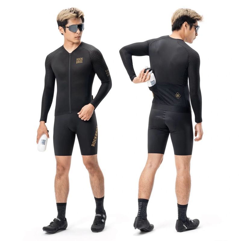 Rockbros Diamond Long Sleeve Cycling Jersey Size M - Black czarny \ m póló