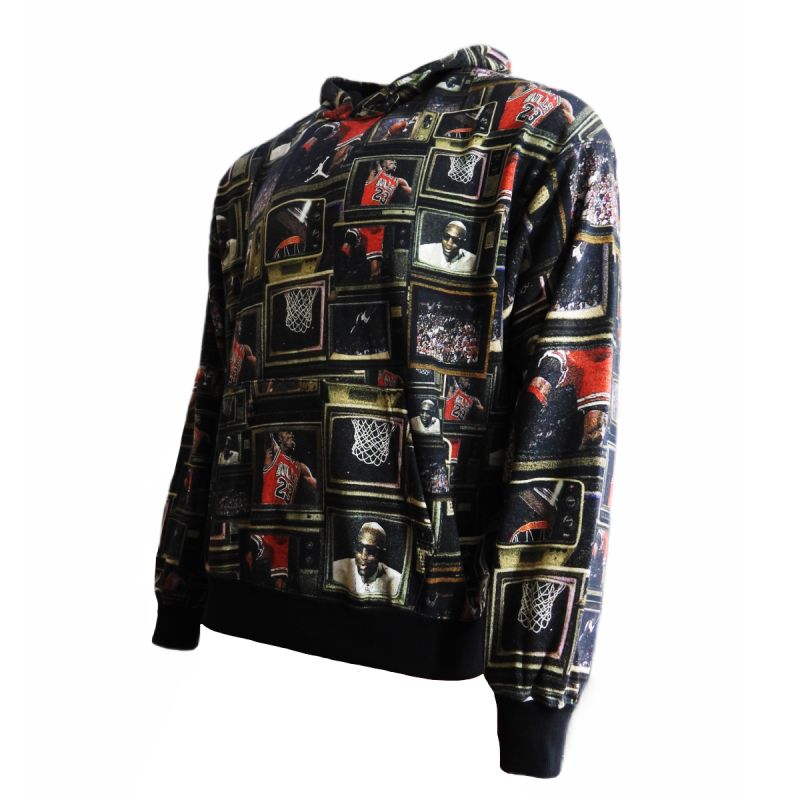 AIR Jordan Men's Brooklyn Fleece Printed Pullover Hoodie - fekete pulóver