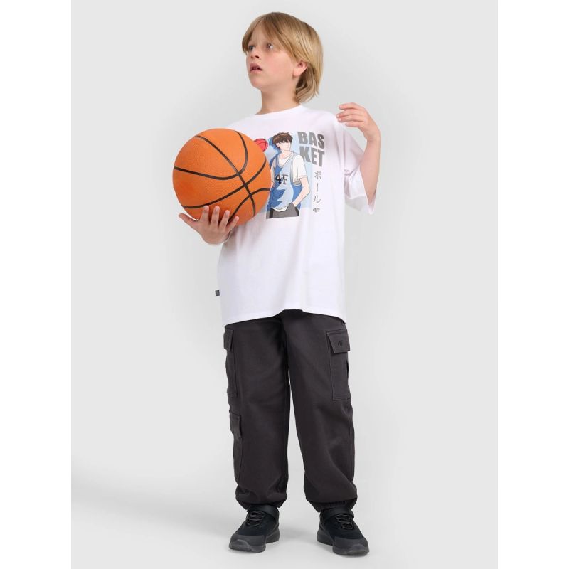 Boy's oversize T-shirt with print 4F 4FJRAW25TTSHM3062-10S