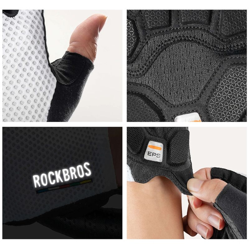 Rockbros ROAD TO SKY Short Shock Absorbing Cycling Gloves M - White m \ biały kesztyű 16220043002-211641