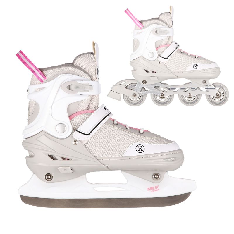 NH18188A 2in1 GREY-PINK SIZE S(29-33) ROLLER SKATING WITH HOCKEY SLIDE NILS EXTREME rózsaszín papucs