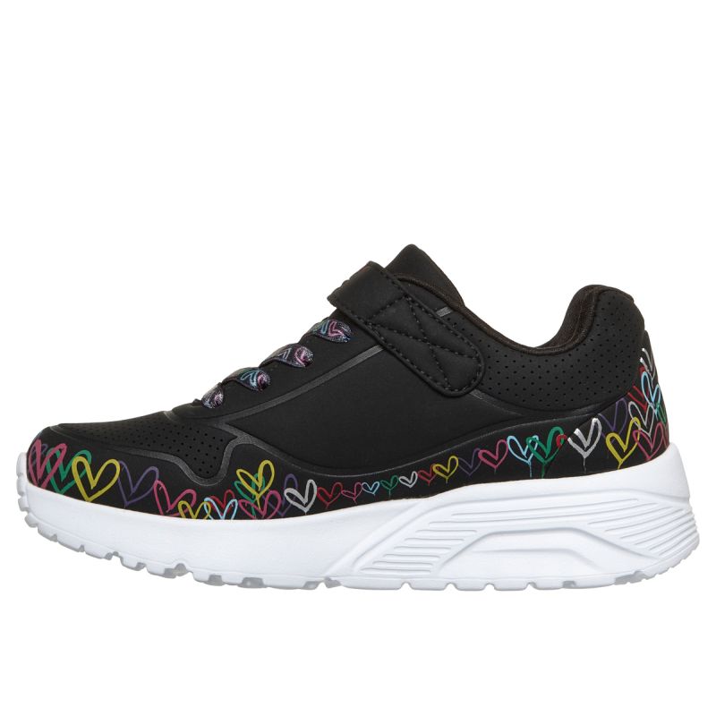 Skechers youth sneakers UNO LITE HEART CRAZE 314091L BKMT fekete utcai cipő