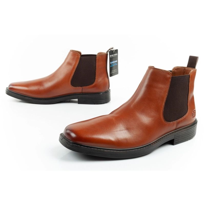 Skechers men's Chelsea boots Miller-Boris elegant leather brown barna utcai cipő
