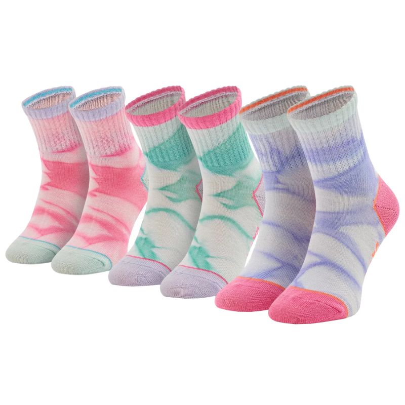 Skechers 3PPK Girls Casual Fancy Tie Die Socks Multicolored zokni