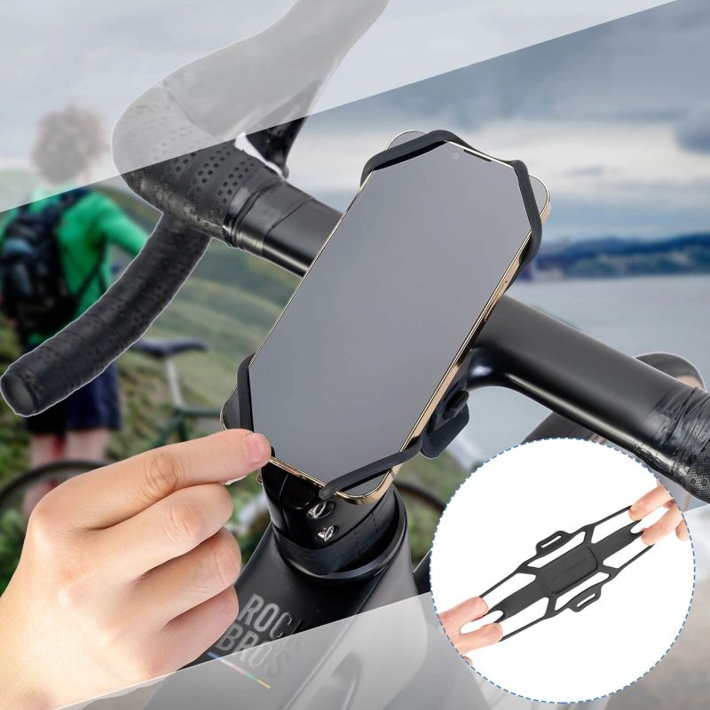 Rockbros 250015001 silicone clamp phone holder - black fekete phones and accessories