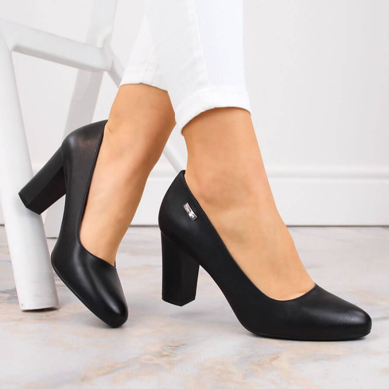 Inny Sergio Leone W SK193A black block heel pumps Utcai cipő