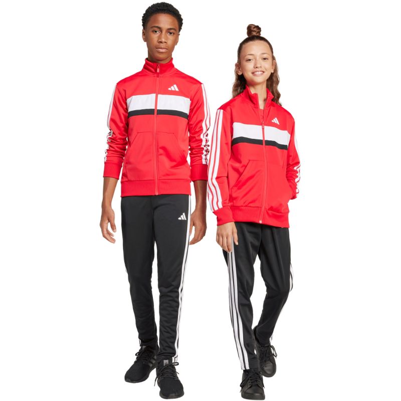 adidas Seasonal Essentials Tiberio 3-Stripes Tricot Kids Tracksuit Red and Black JI6214 Ruházat