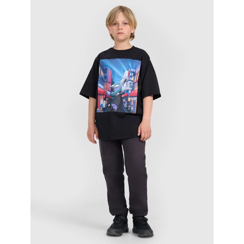Boy's oversize T-shirt with print 4F 4FJRAW25TTSHM3061-20S